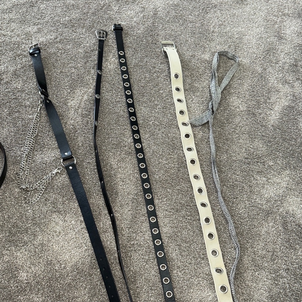 Stylish Black and White Belts with Chains